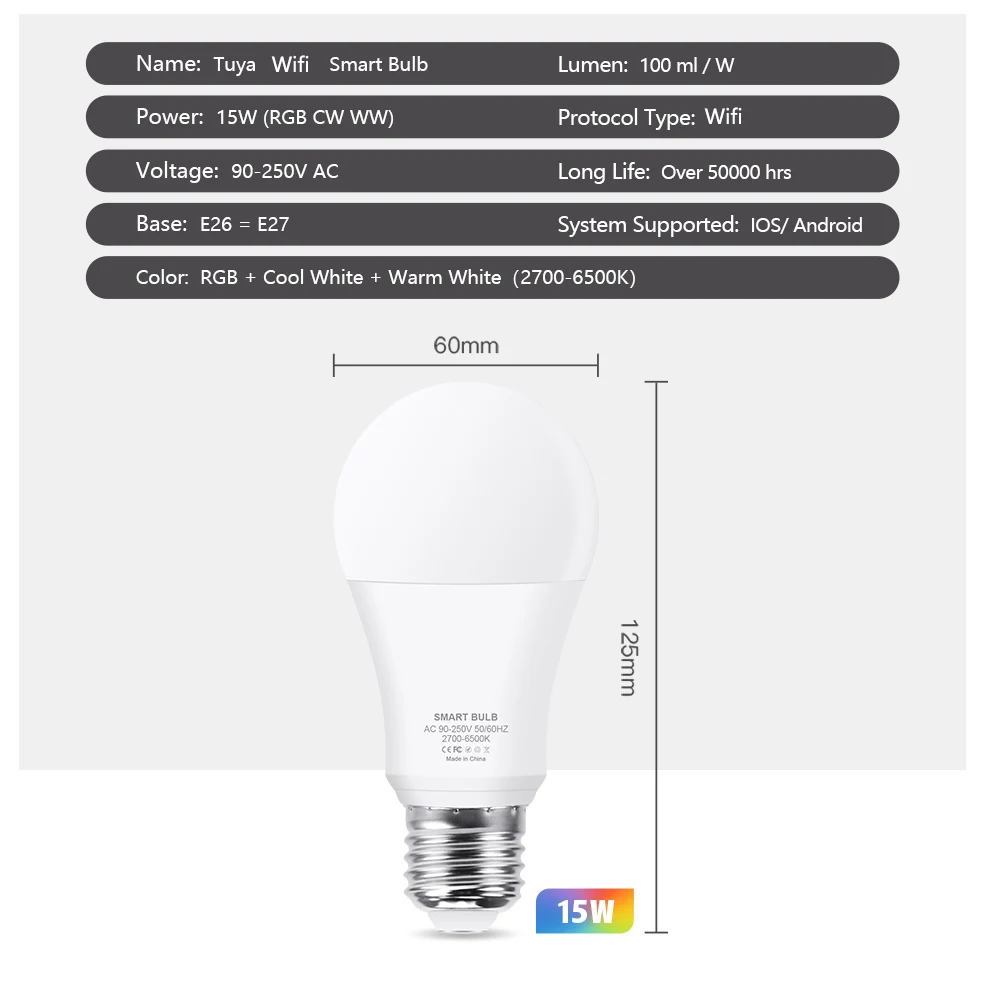 Ampoule LED intelligente WiFi RGBW