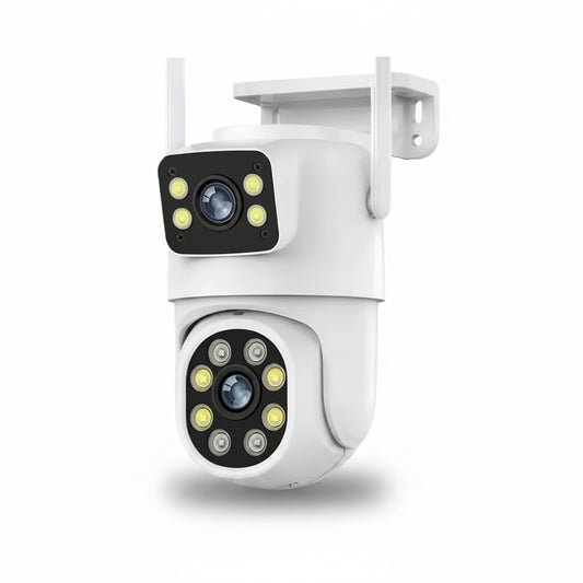 Caméra de surveillance 4MP Double Objectif – caméra de surveillance Maroc HD pour maison, bureau et magasin, caméra de sécurité connectée avec vision nocturne, idéale pour installation à Casablanca, Rabat, Marrakech, Tanger, Agadir, Fès, Meknès, Oujda, Kénitra et partout au Maroc