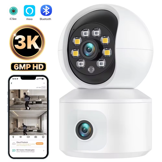 Caméra de surveillance à double lentille PTZ WiFi 6MP
