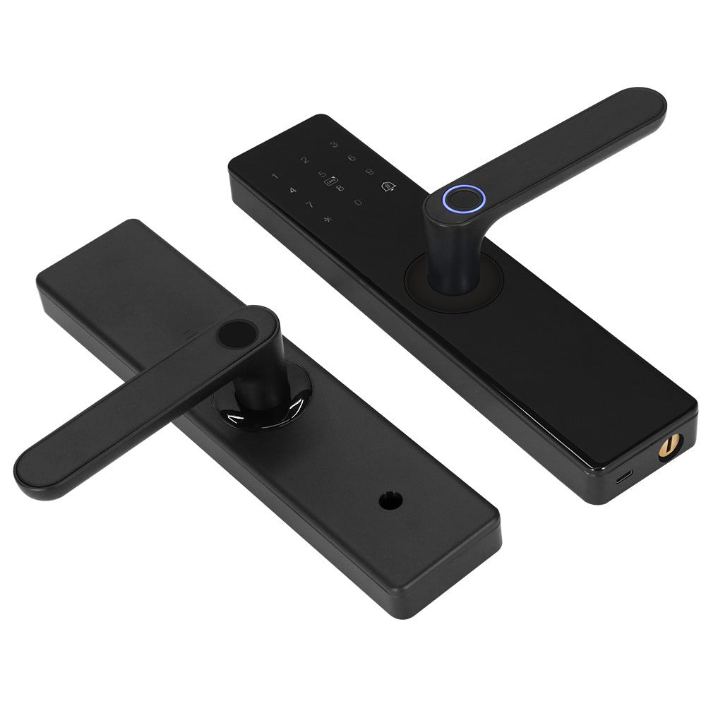 Serrure intelligente noire avec installation et configuration gratuites partout au Maroc, notamment à Casablanca, Rabat, Marrakech, Agadir et Tanger.