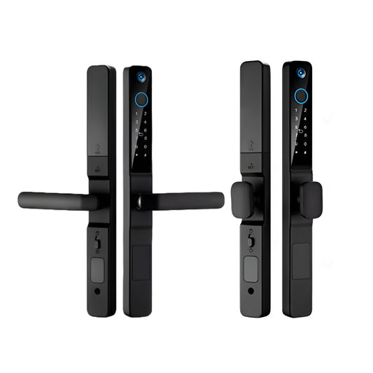 Serrure intelligente connectée noire D16 Slim au Maroc avec installation et configuration gratuites à Casablanca, Rabat, Marrakech, Fès, Tanger et Agadir. Compatible application Tuya ou SmartLife.