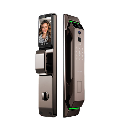 Serrure intelligente connectée bronze F15 Face ID au Maroc avec installation et configuration gratuites à Casablanca, Rabat, Marrakech, Fès, Tanger et Agadir. Compatible application Tuya ou SmartLife.
