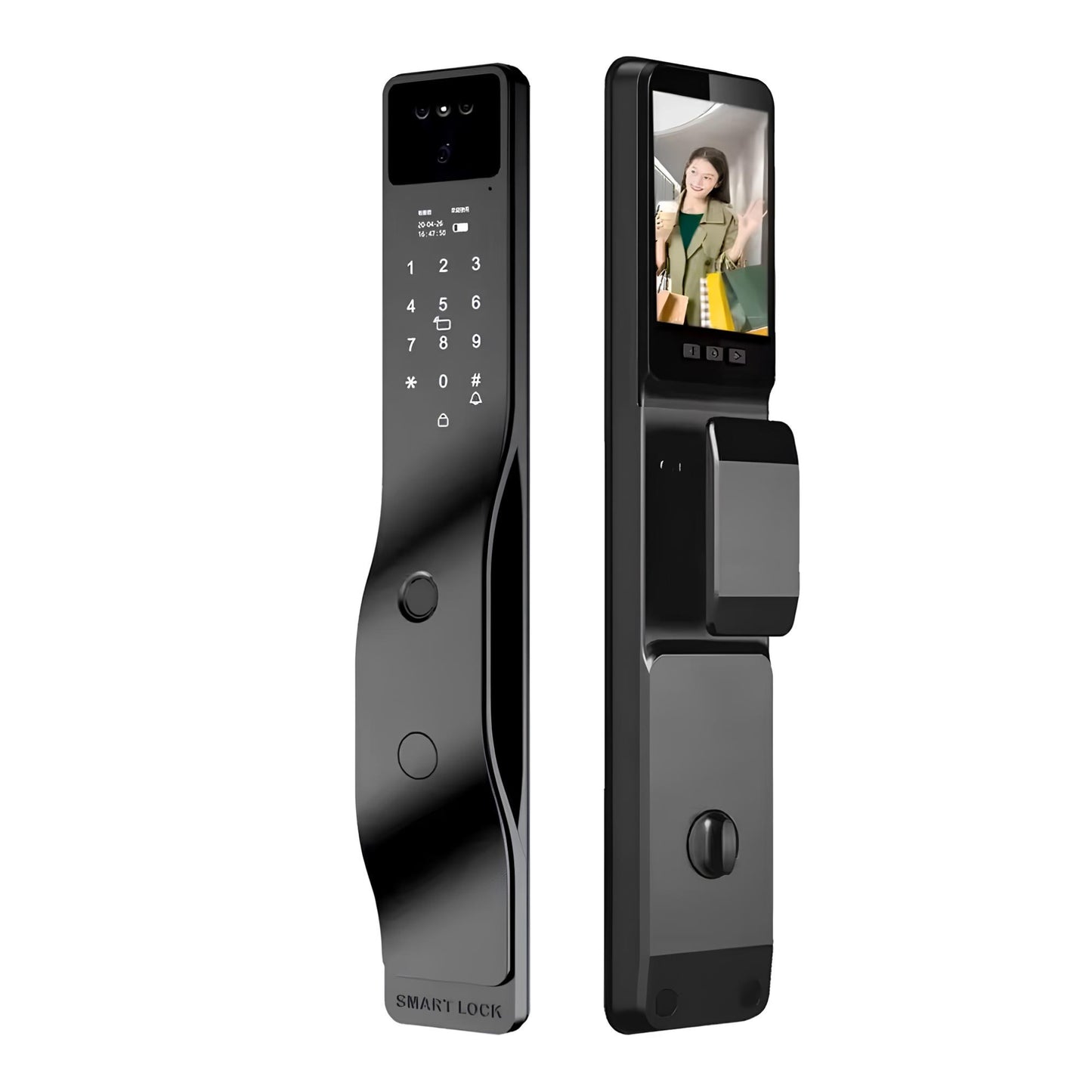 Serrure intelligente connectée noire F17 Face ID au Maroc avec installation et configuration gratuites à Casablanca, Rabat, Marrakech, Fès, Tanger et Agadir. Compatible application Tuya ou SmartLife.