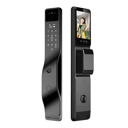 Serrure intelligente connectée noire F17 Face ID au Maroc avec installation et configuration gratuites à Casablanca, Rabat, Marrakech, Fès, Tanger et Agadir. Compatible application Tuya ou SmartLife.