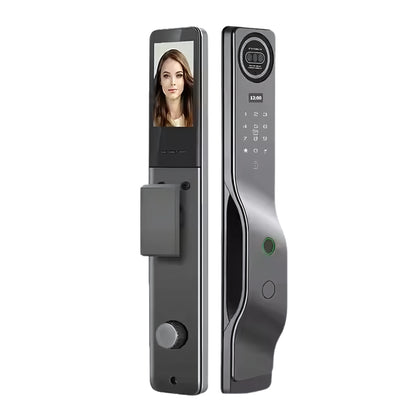 Serrure intelligente F27 Face ID grise avec caméra intégrée et reconnaissance faciale au Maroc