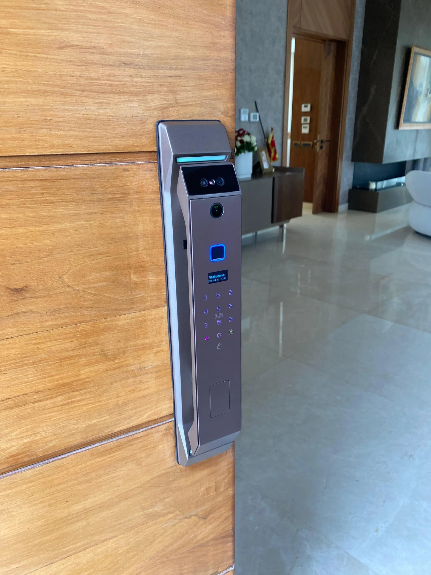 Serrure digitale bronze F15 Face ID avec installation et configuration gratuites partout au Maroc : Casablanca, Rabat, Marrakech, Fès, Tanger et Agadir. Application mobile Tuya ou SmartLife.
