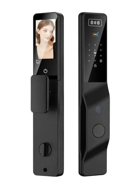 Serrure Intelligente T5 Face ID avec reconnaissance faciale 3D, caméra intégrée, WiFi et application Tuya Smart disponible au Maroc avec garantie 3 ans.