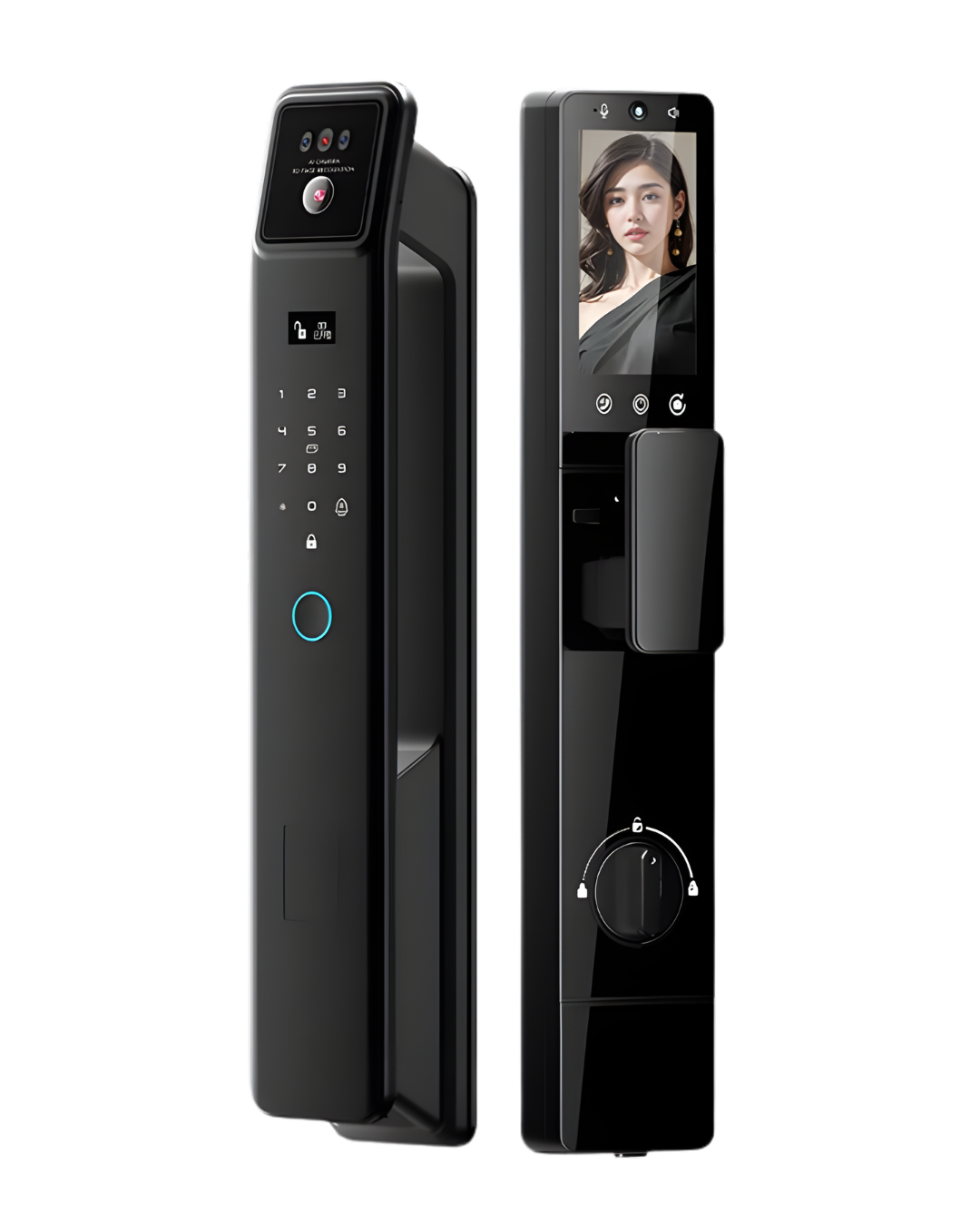 Serrure intelligente K16 Pro Face ID Nadi avec reconnaissance faciale 3D, caméra HD, écran intérieur, empreinte digitale et application Tuya Smart Life.