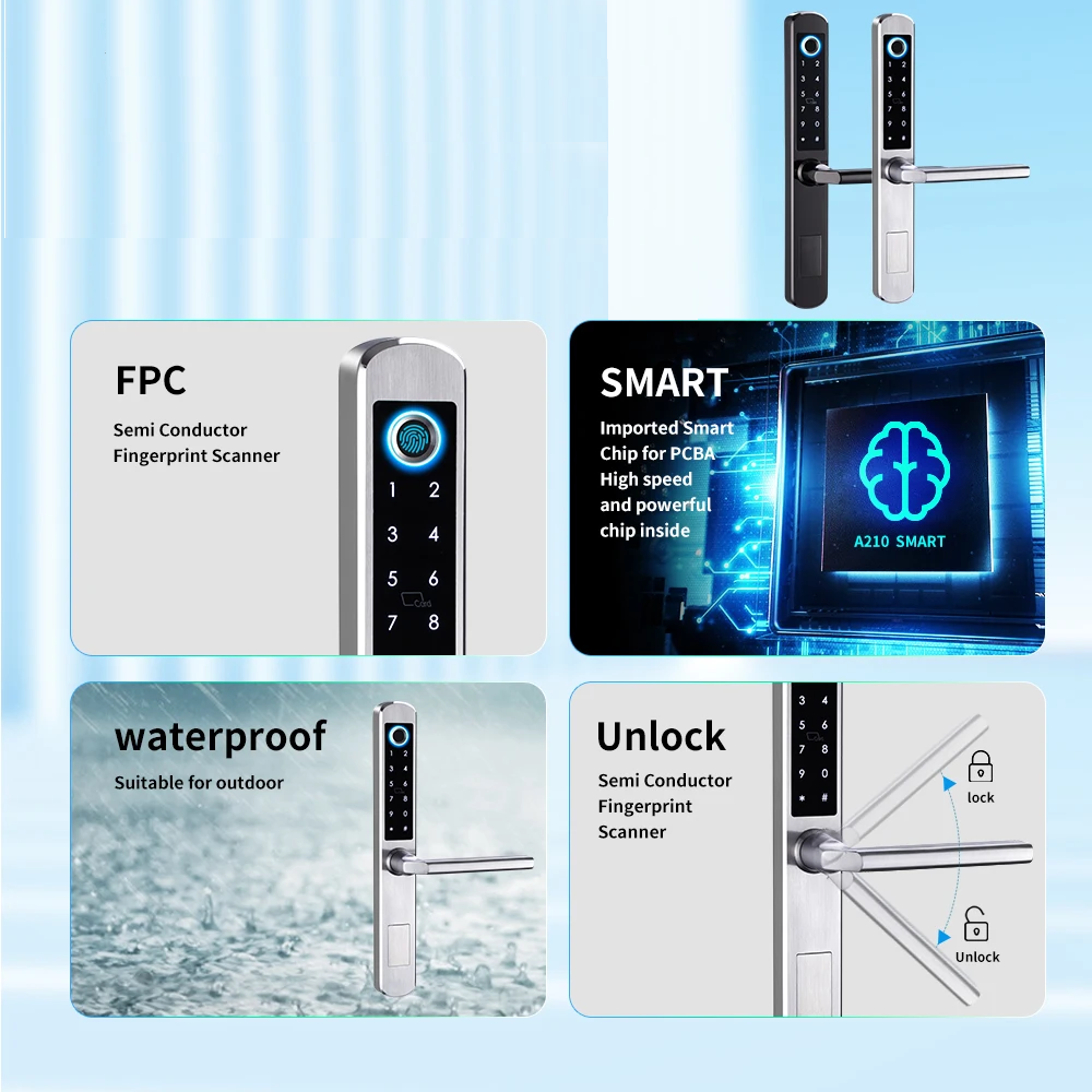 Serrure intelligente Wifi slim en inox