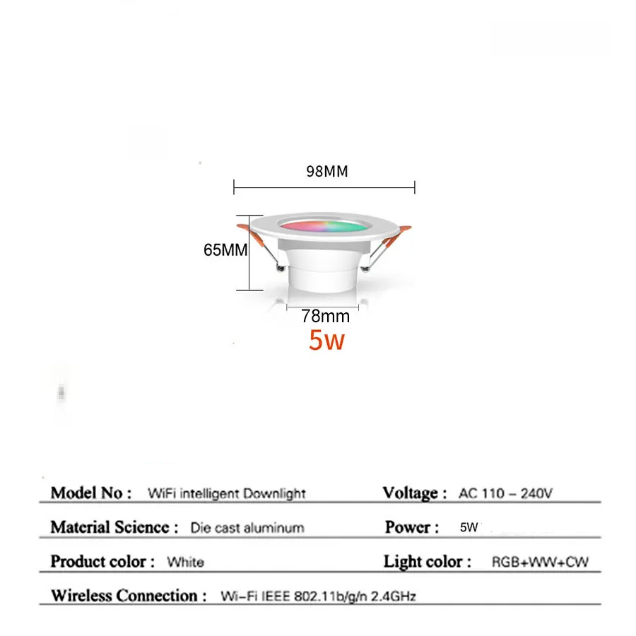 Spot connecté Wifi RGBW