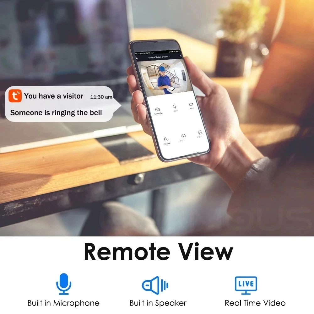 Sonnette vidéo de haute définition rechargeable avec Wifi