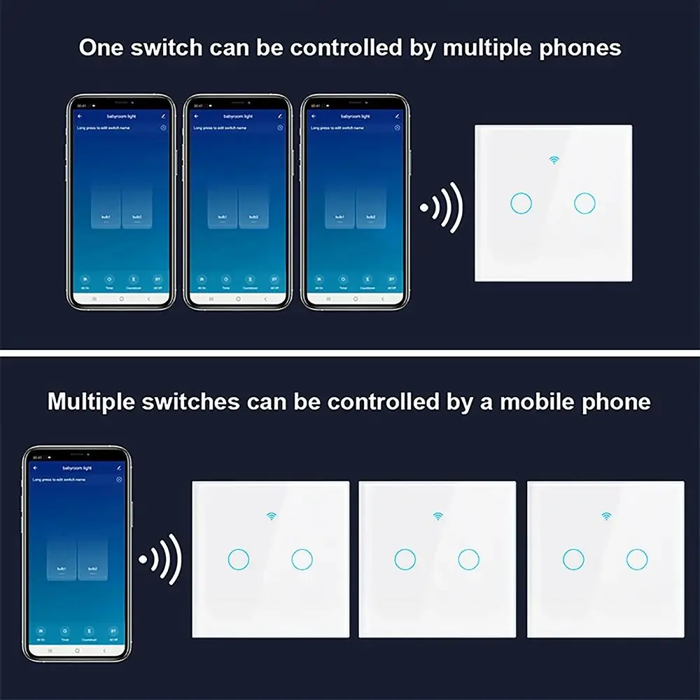 Interrupteurs connectés Wifi 1gang 2gang et 3gang