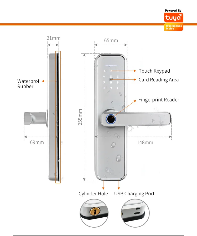 Serrure intelligente Wifi avec 5 options d'ouverture