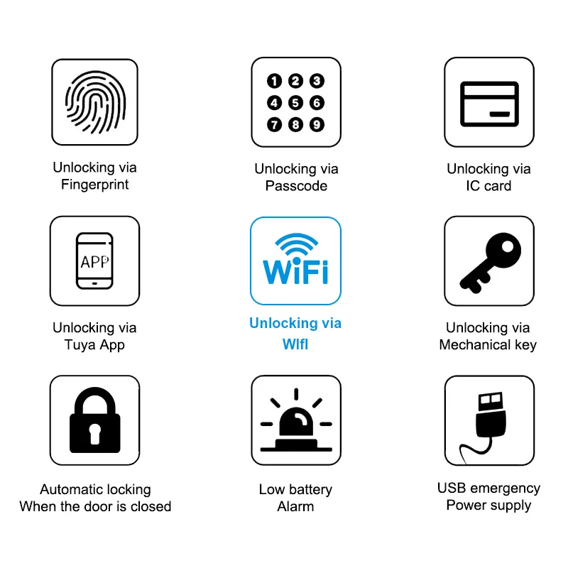 Serrure intelligente Wifi avec 5 options d'ouverture